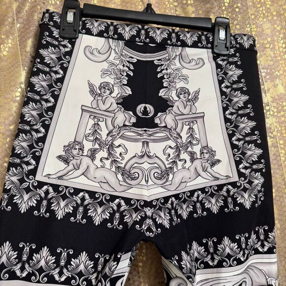 Versace Silver Gray White Black Baroque-Printed Leggings Size 38 2 XS NWT - Picture 8 of 16
